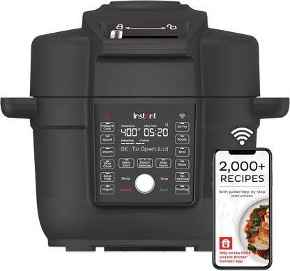 6.5 Quart Duo Crisp Ultimate Lid with WIFI, 13-In-1 Air Fryer and Pressure Cooker Combo, Sauté, Slow Cook, Bake, Steam, Warm, Roast, Dehydrate, Sous Vide, & More, Includes App with Recipes