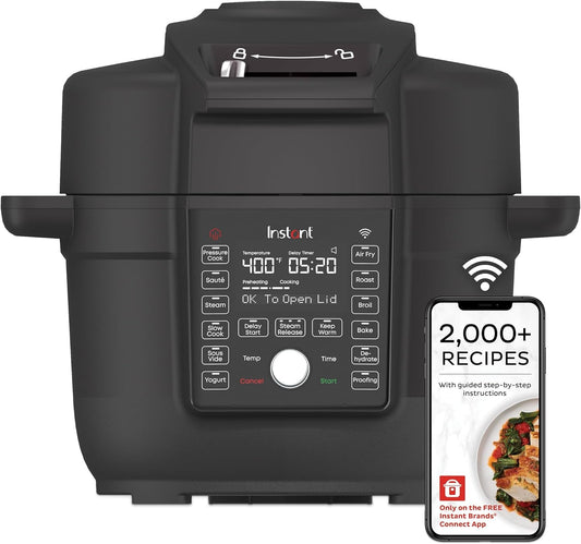 6.5 Quart Duo Crisp Ultimate Lid with WIFI, 13-In-1 Air Fryer and Pressure Cooker Combo, Sauté, Slow Cook, Bake, Steam, Warm, Roast, Dehydrate, Sous Vide, & More, Includes App with Recipes