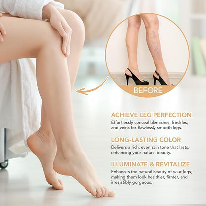 Leg Makeup Waterproof No Transfer,Flawless Looking Leg and Body Scar Cover up Makeup, Easy Application for All Skin Tones. (2# Medium Golw)