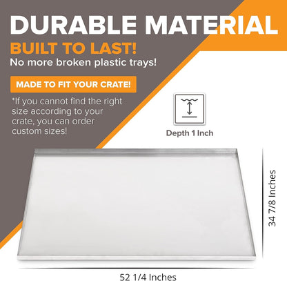 52.25" x 34.88" Metal Replacement Dog Crate Pan Chew Proof Crack Proof Pet Kennel Tray Central Dog Training Crate Pan Pet Supplies, Stainless Steel, 1" H