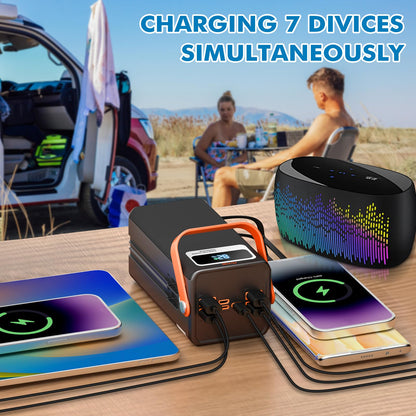 Portable Power Station, 27,000Mah Outdoor Generator With Built In Cable, Portable Power Bank Backup Battery For Phone Charge, Tr