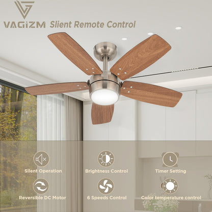 Vagizm Ceiling Fan 36 For Small Room: Modern Ceiling Fans With Light Remote Control - Reversible Quiet Dc Motor Dimmable With
