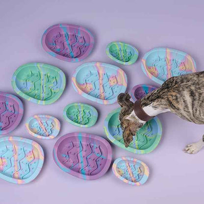 CHEWFFON Easter Dog & Cat Lick Mat Bowls, BPA-Free Silicone Slow Feeder Bowl with Suction Cups, Non Slip Pet Food Bowl Reduces Boredom and Anxiety, Dishwasher Safe, Blueberry