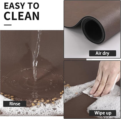 Dog Food Mat - Absorbent Cat Mat for Food and Water, No Stains Pet Feeding Bowl Mat, Easy to Clean Pet Placemats, Quick Dry Dog Water Dispenser Mat for Messy Drinkers | Paw Brown 18"x 28"