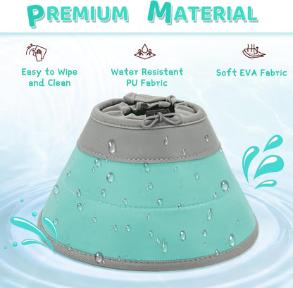 Cat Cone Collar Soft to Stop Licking, Adjustable, Foldable Lightweight Kitten Cones After Surgery Recovery for Cats & Kittens, Cat Cone Alternative (Solid Green, L)