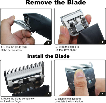 7FC Blades Dog Grooming Clipper Compatible with Andis Pet/Oster A5/Wahl KM Series, Ceramic & Stainless Steel Blade