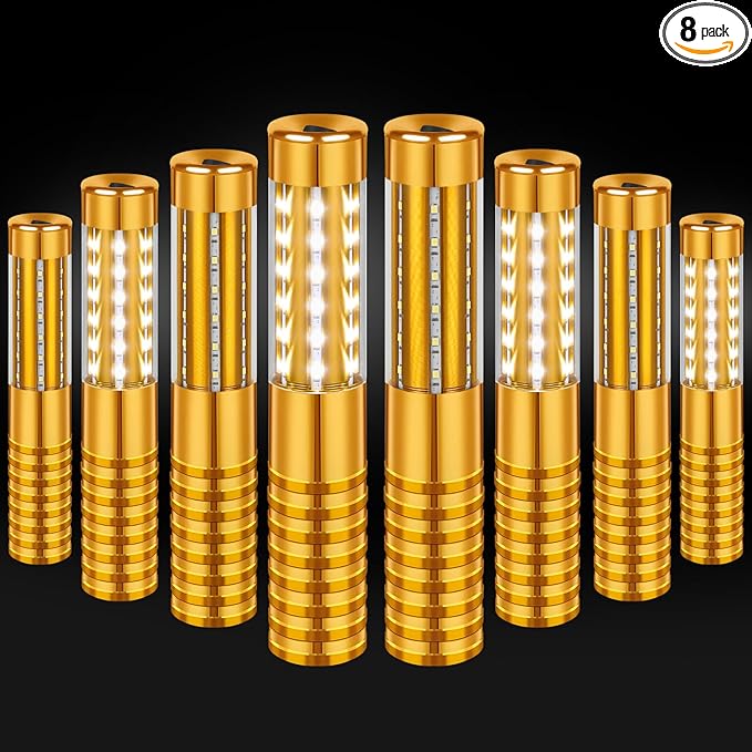 8 Pieces LED Strobe Baton Light Rechargeable Bottle Service Sparklers Stick Reusable Champagne Bottle Handheld LED for Club Stage Nightclub Party Concert Event Bar Outdoor - Gold