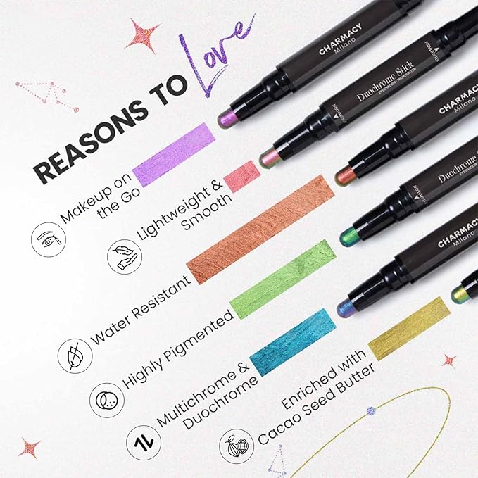 CHARMACY Multichrome 2 in 1 Cream Eyeshadow Stick, Waterproof Eye Brightener Highlighter Stick Makeup, High Pigmented, Smudge-Proof, Vegan & Cruelty-Free (#901)