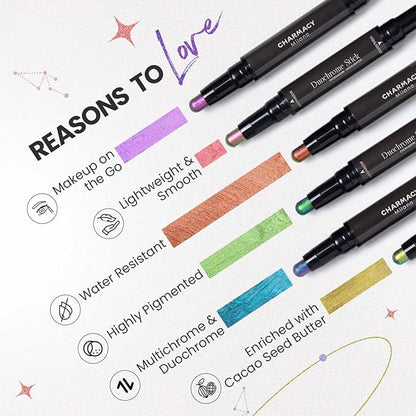 CHARMACY Multichrome 2 in 1 Cream Eyeshadow Stick, Waterproof Eye Brightener Highlighter Stick Makeup, High Pigmented, Smudge-Proof, Vegan & Cruelty-Free (#901)