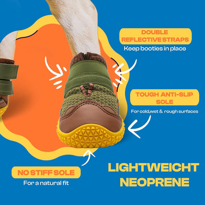Dog Shoes for Large Dogs, Medium Dog Boots & Paw Protectors for Hardwood Floors, Outdoor Dog Booties for Hot Pavement Winter Snow Hiking, Breathable Dog Shoes with Reflective Strips Size 4