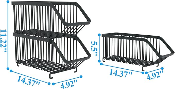 GILLAS 8 Pack Stackable Soda Can Organizer for Refrigerator, Can Holder Dispenser, Canned Food Storage Rack for Fridge, Kitchen, Countertops, Cabinets, Black