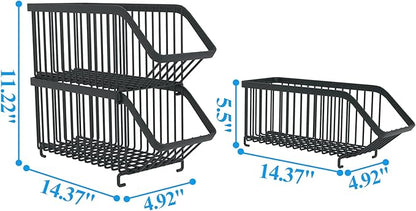 GILLAS 8 Pack Stackable Soda Can Organizer for Refrigerator, Can Holder Dispenser, Canned Food Storage Rack for Fridge, Kitchen, Countertops, Cabinets, Black