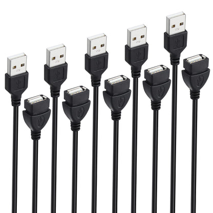 Short Usb Extension Cord 5-Pack, 1.6 Ft Usb 2.0 Male To Female Extender Cable Bulk