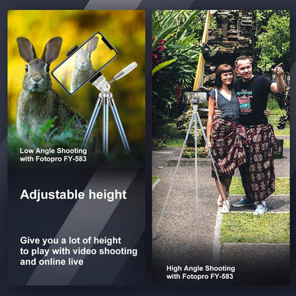 Fotopro Phone Tripod 40 Inch Lightweight Travel Tripod For Camera And Phones, With Portable Phone Mount, Camera Tripod Stand For