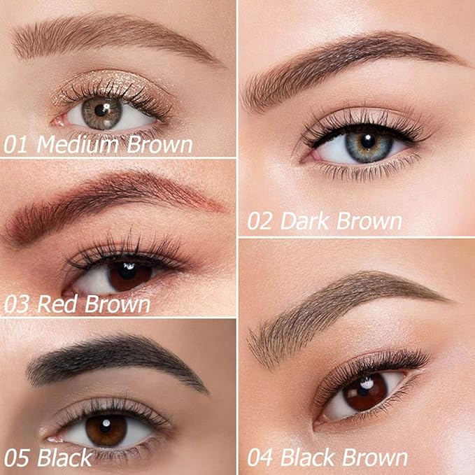 evpct 2Pcs Dark Brown Magic Microblading Eyebrow Contouring Pen Pencil, 4 Tipped Precise Brow Pen with Sponge Micro-Fork Tips Applicator, Create Natural Looking Brows Eyebrow Makeup Long Lasting
