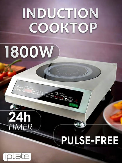 Glimstone 1800W Commercial Induction Cooktop & Countertop Burner with External Temp Probe, Heavy Duty Hot Plate, 100lb Weight Capacity, Temperature Adjustment for Home, Canning, Brewing & Restaurant