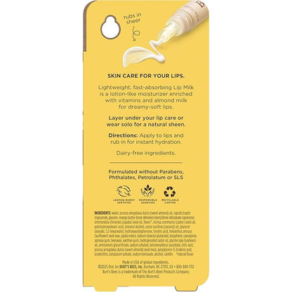 Burt’s Bees Stocking Stuffers, Lip Milk, Daily Lip Moisturizer, Toasted Coconut, Vitamin Enriched Moisturizing Lip Balm with Almond Milk and Jojoba Oil, Hydrating for Softer Lips, 1 Tube, 0.34 Fl Oz