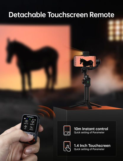 Hohem Isteady M7 Smartphone Gimbal Stabilizer, Ai Tracking Sensor With Fill Light, 1.4 Full Color Detachable Touchscreen Remote
