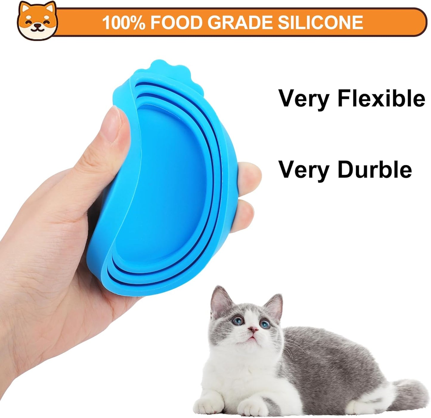 2 Pack Silicone Pet Food Can Lids, Black/Blue, BPA Free, Food Safe, Universal, Pull On, Round, 2 Pieces, Perfect for Most Families with Pets at Home