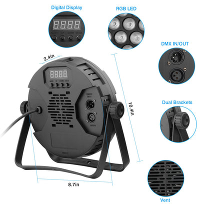 90W 60Leds Par Lights 2Pack - Rgb Stage Par Lights Sound Activated By Remote & Dmx Control Uplights For Events Church Wedding Mu
