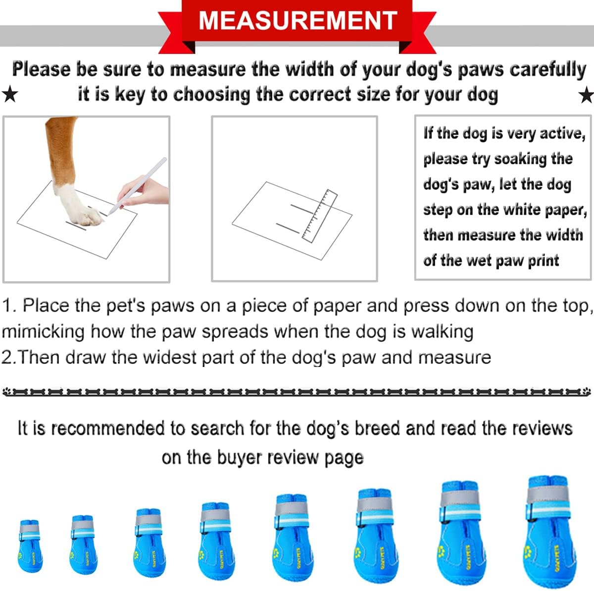 QUMY Dog Shoes for Large Dogs, Medium Dog Boots & Paw Protectors for Winter Snowy Day, Summer Hot Pavement, Water-Resistant in Rainy Weather, Outdoor Walking, Indoor Hardfloors Skid-Resistant Sole