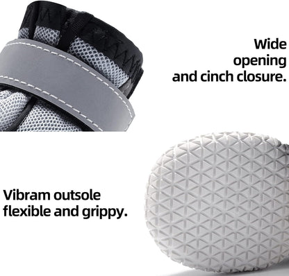 Hcpet Dog Boots for Large Dogs, Dog Shoes for Hot Pavement Winter Snow, Paw Protector Dog Booties Designed for Comfort and Breathability, Outdoor Booties for Small Medium Dogs for Hiking Grey Size 3