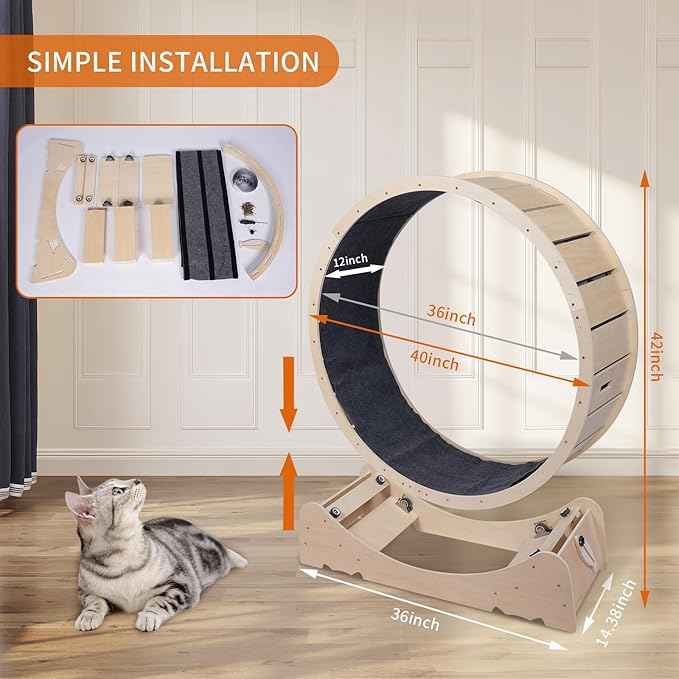 Large Cat Exercise Wheel 40 Inch Treadmill Exerciser for Indoor Cats Love Kitty Running Toy Walking Training for Fitness Weight Loss Device Suitable for Most Cats Physical Exercise Activity