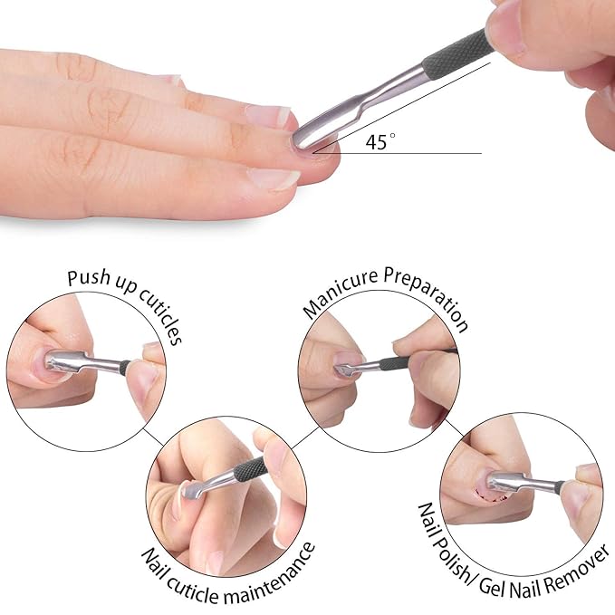 Ejiubas Cuticle Trimmer with Cuticle Pusher Cuticle Nipper Professional Grade Stainless Steel Cuticle Remover Cutter Clipper Durable Pedicure Manicure Tools (Grey)