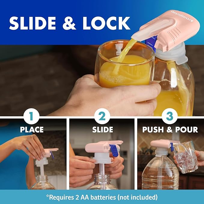 The Magic Tap Automatic Drink Dispenser - Hands-Free Beverage Dispenser for Fridge - Perfect for Milk, Juice - Gifts for Women & Men (3, Peach)