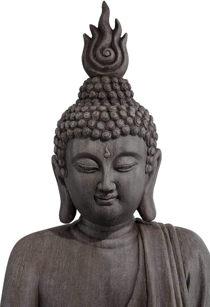 John Timberland Large Tall Sitting Buddha Statue Sculpture Zen Asian Japanese Garden Decor Indoor Outdoor Front Porch Patio Yard Outside Home Balcony House Lawn Stone Gray Finish Resin 42" High