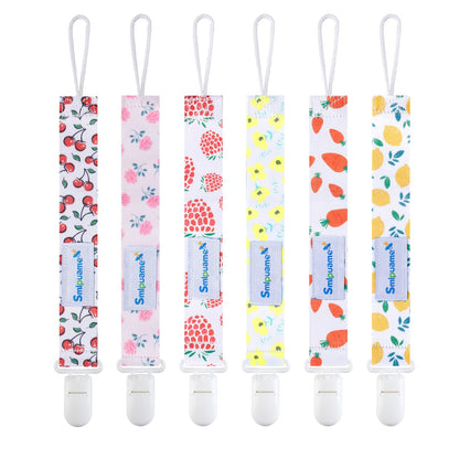 Smlpuame Pacifier Clip Girl,6 Pack Stylish Binky Clips Strap for Baby Girls,Paci Holder with Clip Lightweight Universal Fits Most Pacifiers Teether Toy Teething Ring Soothie,Baby Gifts(Pink & Grey)