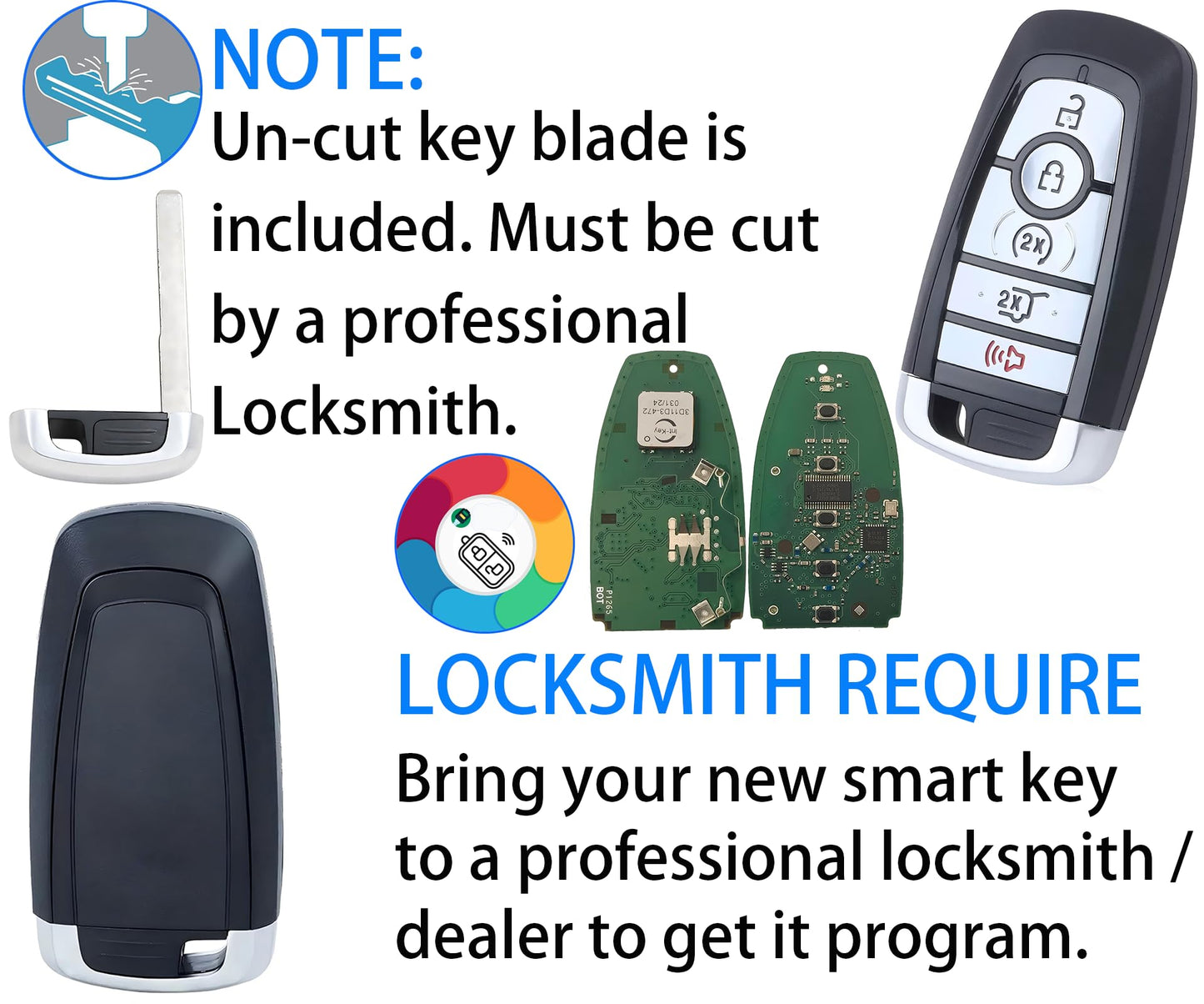 Smart Key For Ford Suv, Alliskeys Proximity Remote Control Key Fob Replacement For Ford Suv 2018-2020, Lincoln Corsair Nautilus