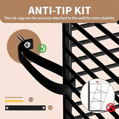 Large Cat Cage Indoor: Enclosed Cat Enclosure DIY Pet Playpen Detachable Metal Wire Kennel Sturdy Crate with Hammock for Cats Kitten