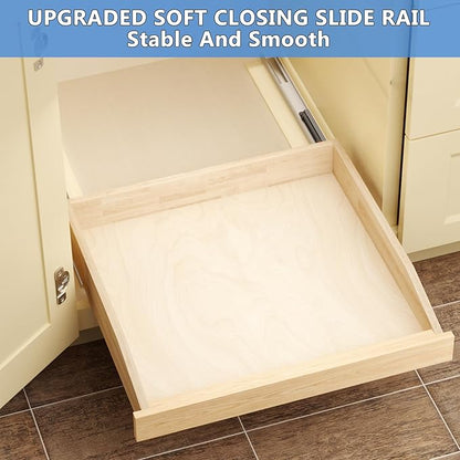 LOVMOR Pull Out Cabinet Organizer 22½”W x 21”D, Soft Close Slide Out Drawer Storage Shelves for Kitchen, Wood Cabinet Shelf Pull-Out Organizer Storage for Base Cabinet