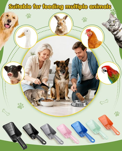2 Pack Dog Food Scoop with 1 Cup and 2 Cup Capacity, Plastic Pet Food Measuring Scoops with Clear Measurement Lines for Dogs, Cats & More,Dishwasher safe (Black)