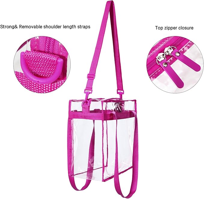 BAGAIL Clear Bags 12x6x12 Stadium Approved Clear Tote Bag with Zipper Closure Crossbody Shoulder Bag with Adjustable Strap