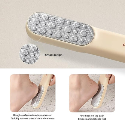 Double-Sided Stainless Steel Foot File, Foot Callus Remover & Foot Scrubber, Professional Pedicure Tool for Dry & Wet Feet, Fast Hard Skin & Dead Skin Remover with Non-Slip Grip, Orange