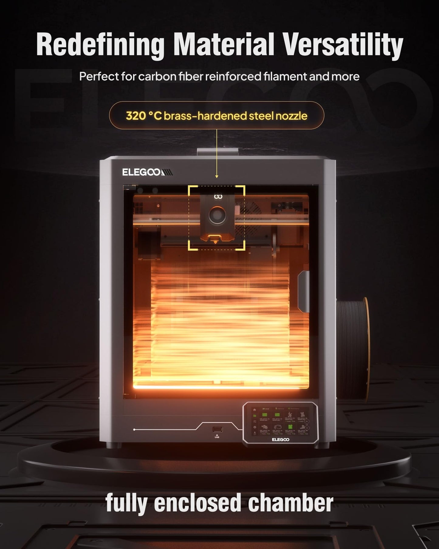 Elegoo Centauri Carbon 3D Printer, Corexy 500Mm/S High Speed Printing With Auto Calibration, 320C Nozzle And Built-In Camera, Re