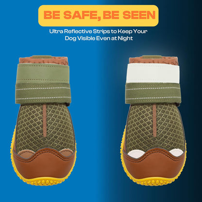 Dog Shoes for Small Dogs, Dog Boots & Paw Protectors for Hardwood Floors, Outdoor Dog Booties for Hot Pavement Winter Snow Hiking, Breathable Dog Shoes with Reflective Strips Size 1