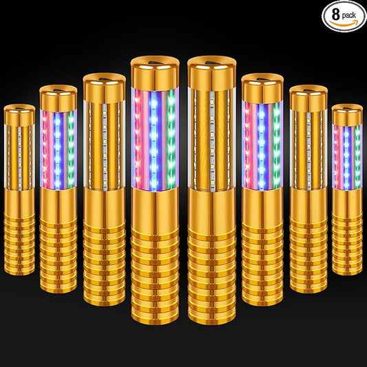 8 Pieces RGB LED Strobe Baton Light Rechargeable Bottle Service Sparklers Stick Reusable Champagne Bottle Handheld LED for Club Stage Nightclub Party Concert Event Bar Outdoor - Gold