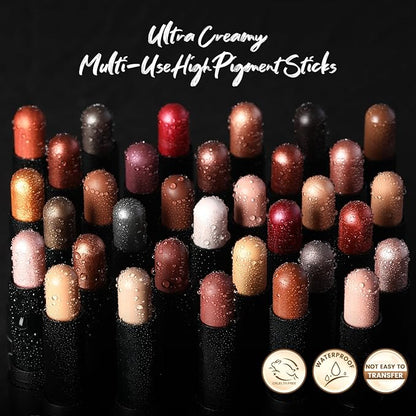 FOCALLURE 3PCS Cream Eyeshadow Stick Sets,Matte and Shimmer Eye Brightener, High Pigmented Crease-proof Pencil,Long Lasting Eye Shadow Highlighter Makeup,Starlight Pink