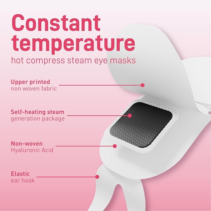 Ditoi Steam Eye Mask, Heated Eye Mask for Sleep,Warm Compress with Hyaluronic Acid,Moist Heat for Dry Eye Relief,Spa,Stye Eye Treatment,Travel Essentials & Relaxation Gifts,Rose 20 Packs