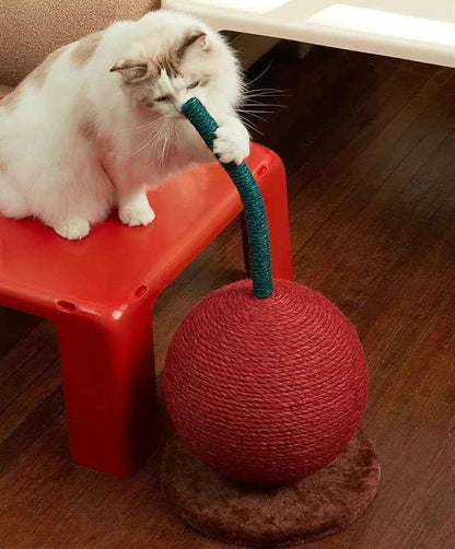 VETRESKA Cherry Cat Scratching Post, 22.64" Tall Cat Scratcher with Jute Rope Ball, Vertical Cat Scratch Post Claw Scratchers for Indoor Cats, Kitten Supplies