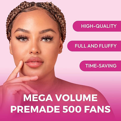 Eyesy Lash 500 Promade Fans - Volume Premade Lash Fans for Eyelash Extensions Pointy Base Handmade Loose Pre Made Eyelashes Middle Stem Soft and Lightweight (10D 0.07 CC 11mm)