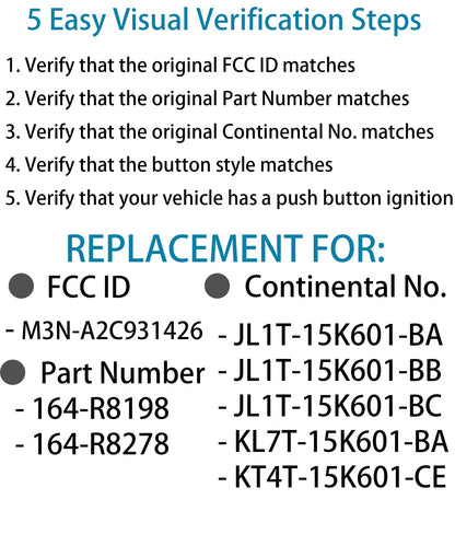 Smart Key For Ford Suv, Alliskeys Proximity Remote Control Key Fob Replacement For Ford Suv 2018-2020, Lincoln Corsair Nautilus