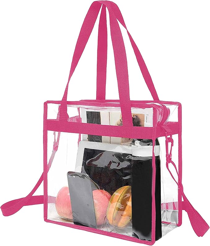 BAGAIL Clear Bags 12x6x12 Stadium Approved Clear Tote Bag with Zipper Closure Crossbody Shoulder Bag with Adjustable Strap