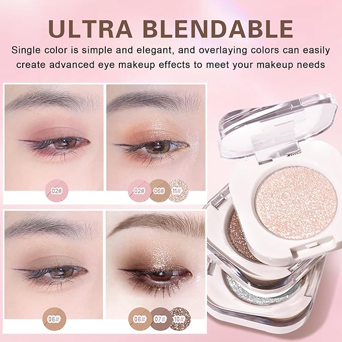 Shimmer Eyeshadow,Single Eye Shadow for Older Women,Blushing Lizard Eyeshadow Makeup,Lightweight Blendable Formula,Sombras de Ojos Profesional (10 Cowboy)