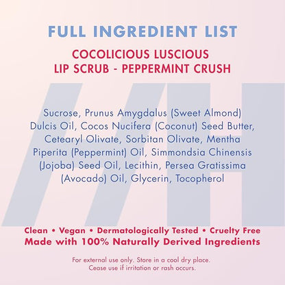 Handmade Heroes Peppermint Lip Scrub - 100% Natural Vegan Conditioning Lip Exfoliator & Sugar Polish for Dry Chapped Lips - Lip Plumper & Hydrating Lip Therapy for Smooth Supple Lips 1 oz