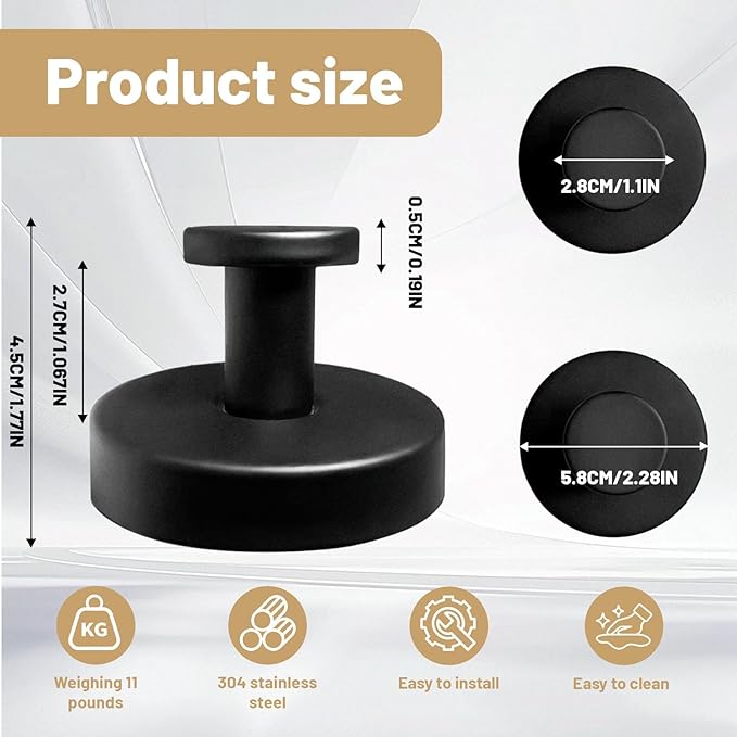 4Pcs Suction Cup Hooks, Wreath Hangers for Front Door, Strong Hold No Drill Hangers for Bathroom, Kitchen, Glass, Tile, Perfect for Wreaths (Black)
