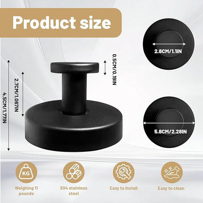 4Pcs Suction Cup Hooks, Wreath Hangers for Front Door, Strong Hold No Drill Hangers for Bathroom, Kitchen, Glass, Tile, Perfect for Wreaths (Black)